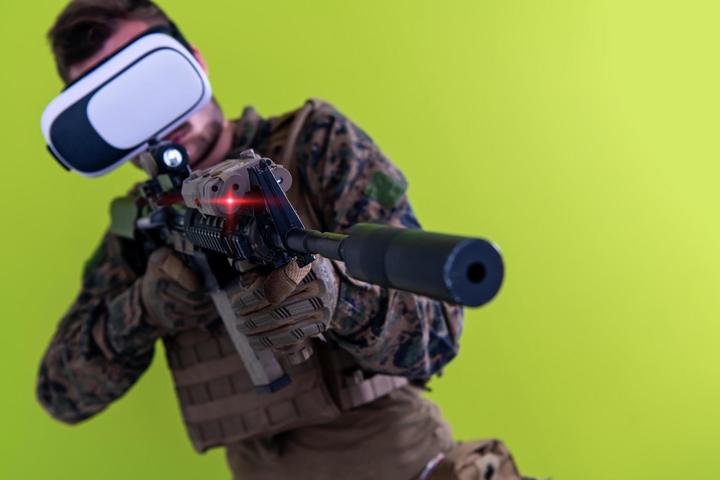 soldier virtual reality green background photo