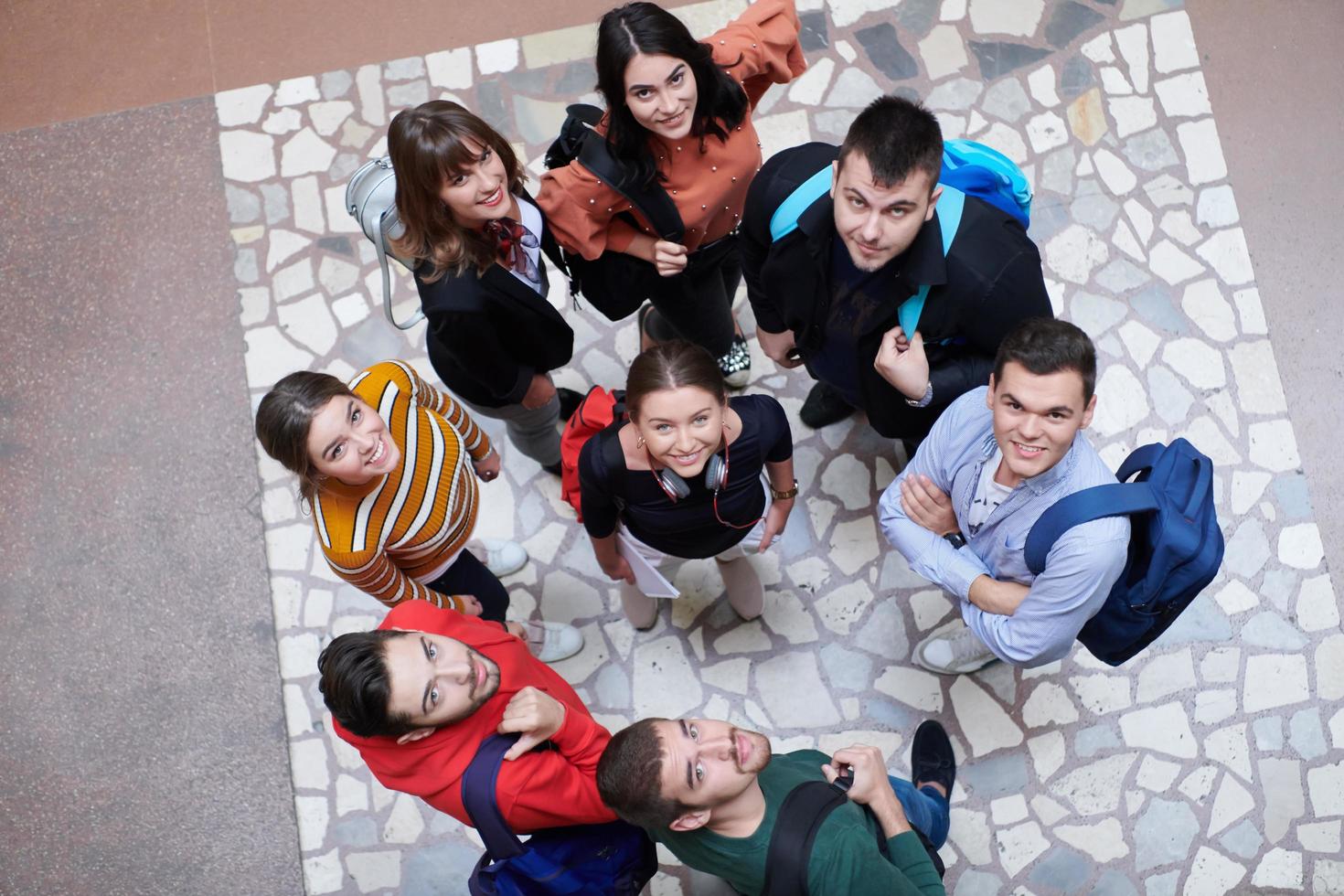 group of happy young people showing their unity. photo