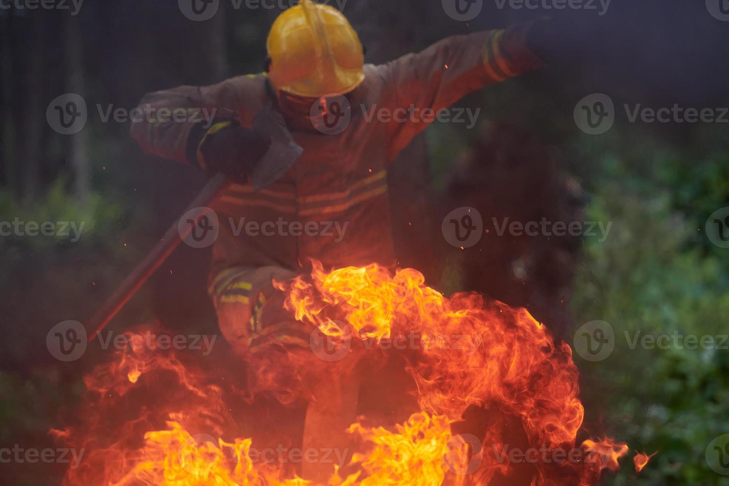 Firefighter in action photo