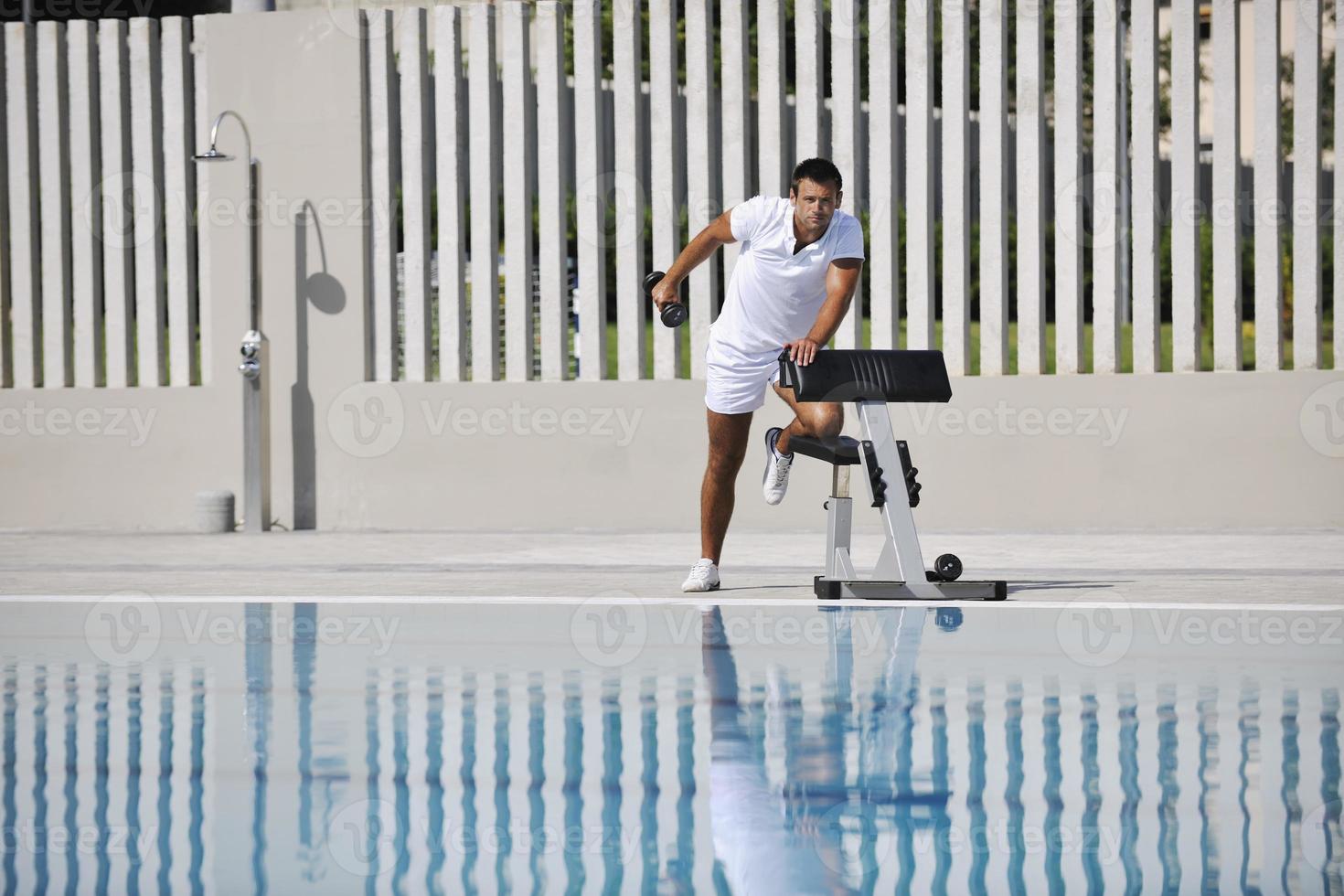 Exercising by pool photo