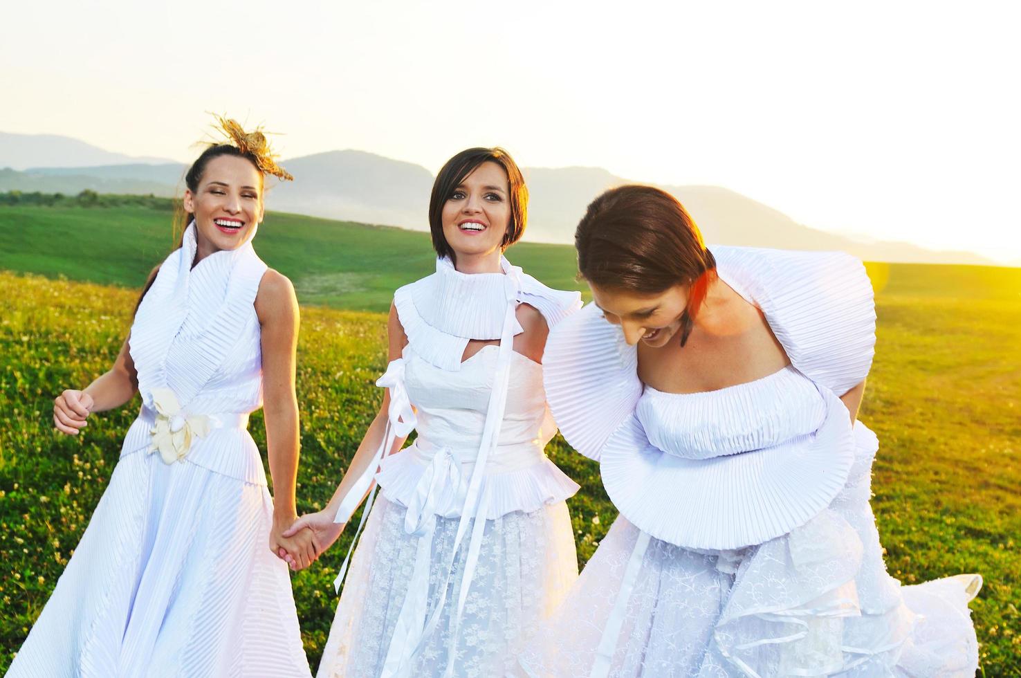 running  bride portrait photo