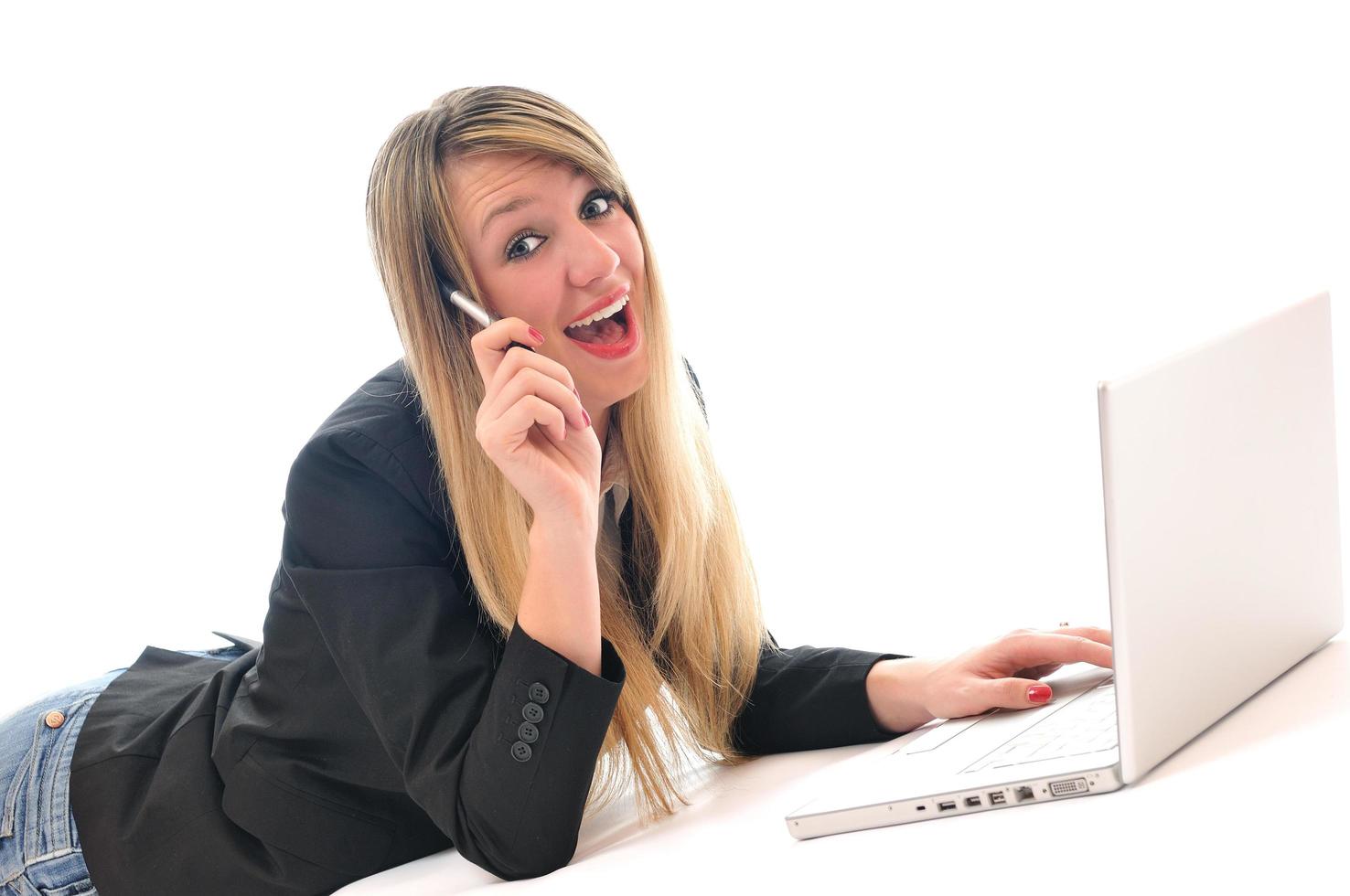 girl work on laptop photo