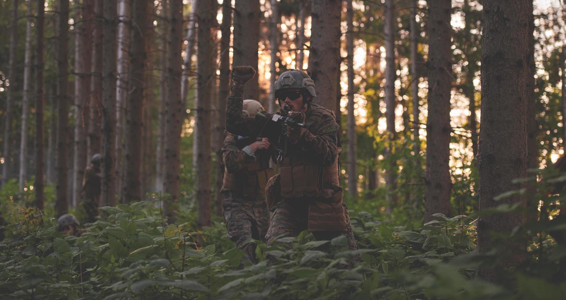 officer is  showing tactical hand signals photo