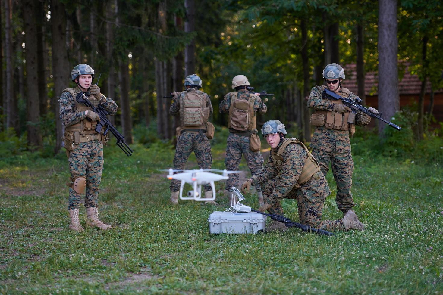 Soldiers Squad are Using Drone for Scouting photo