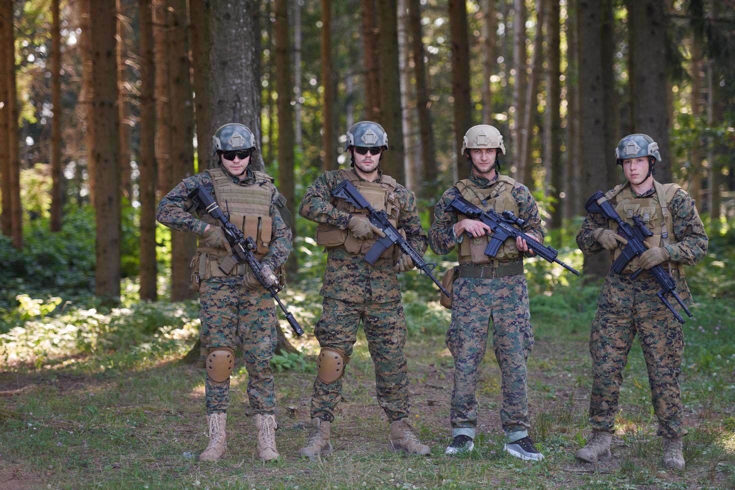 Soldier fighters standing together photo