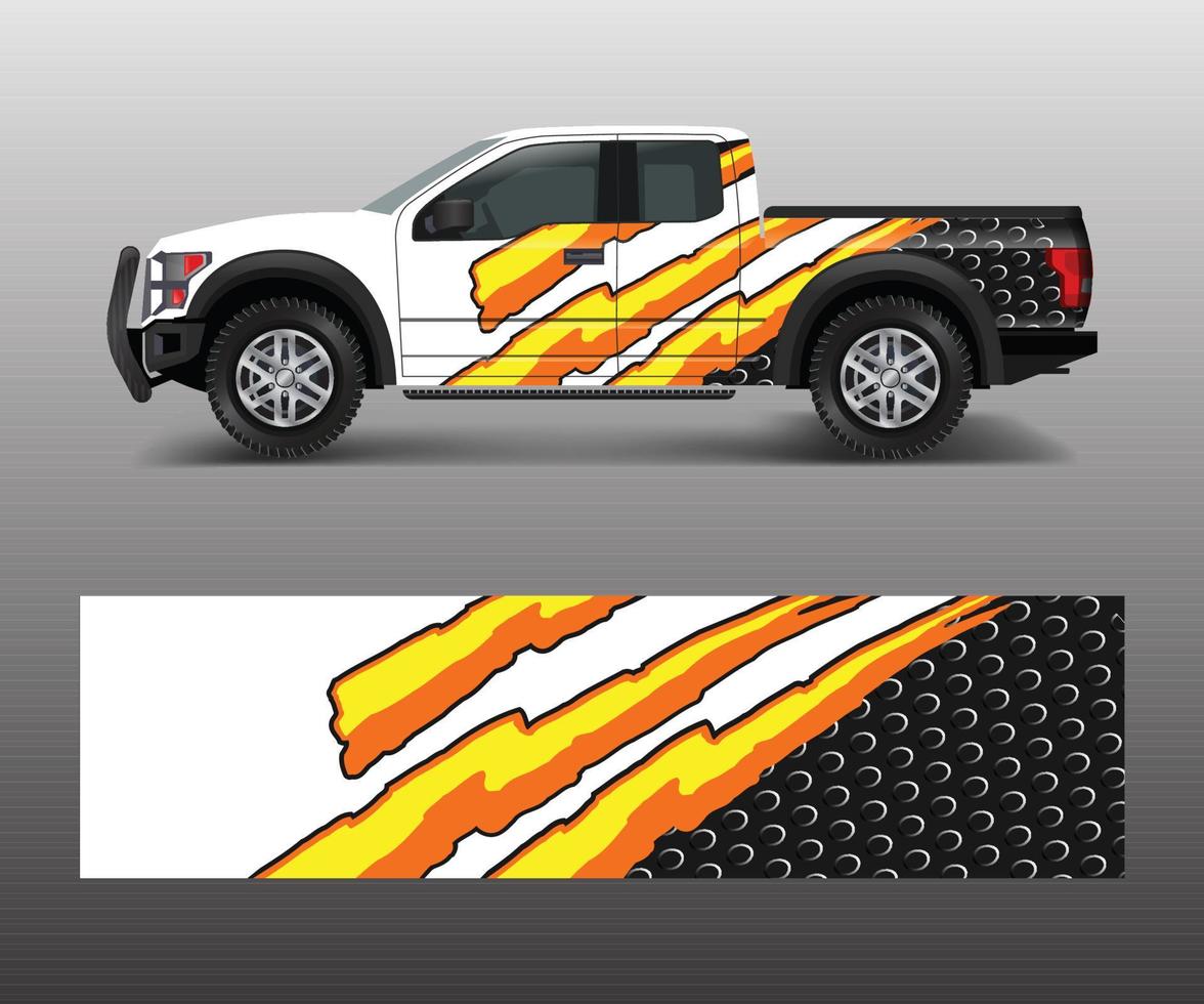 cargo van and car wrap vector, Truck decal designs, Graphic abstract stripe designs for offroad race, adventure and livery car vector