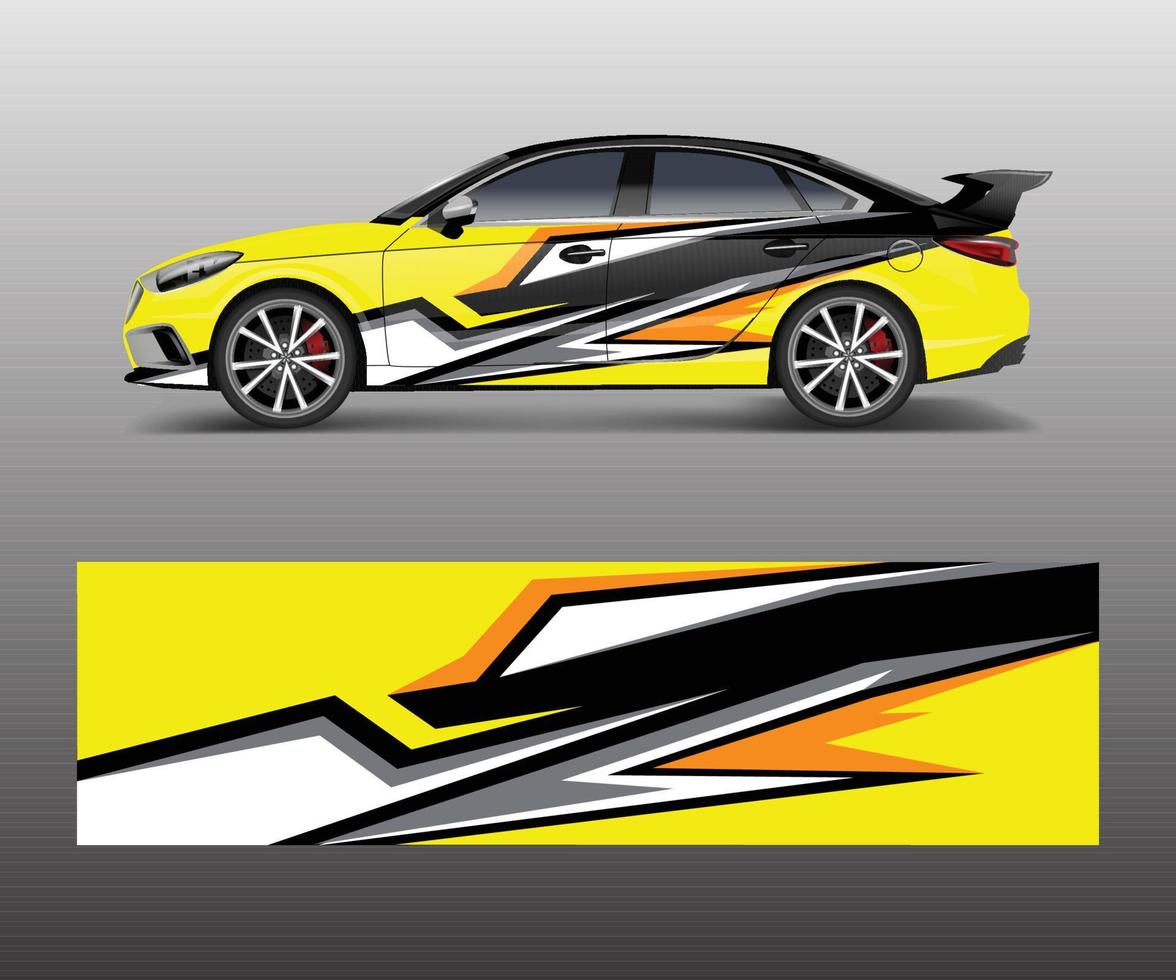 Racing car wrap. abstract strip shapes for Company car wrap, sticker, and decal template design vector