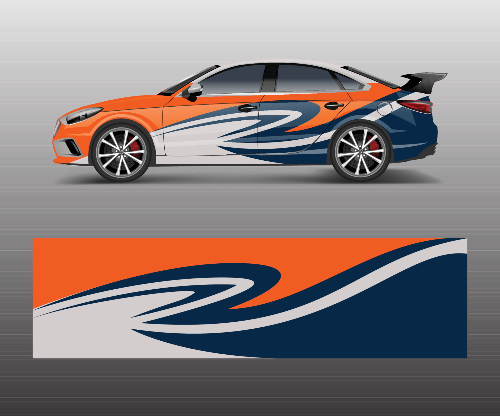 Car wrap design for sport car. Car wrap design for branding, services