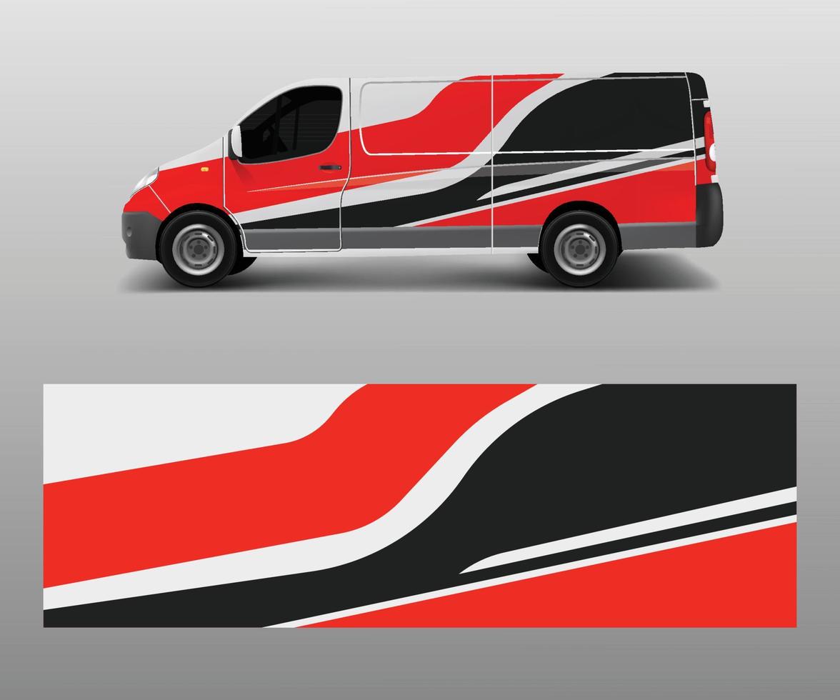 Cargo van decal with green wave shapes , truck and car wrap vector, Graphic abstract stripe designs for wrap branding vehicle vector