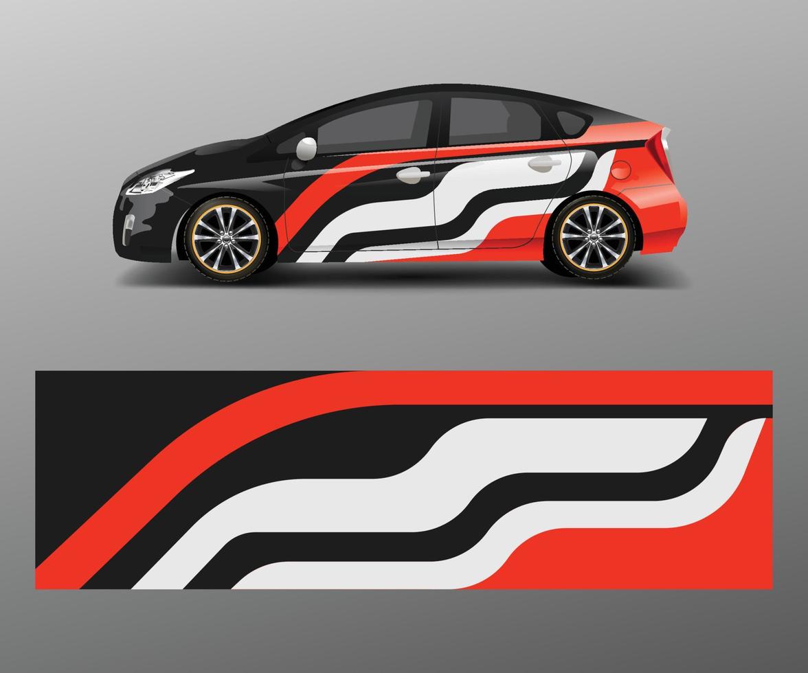 Envoltura de coche de carreras con formas de rayas abstractas para la empresa. vector de diseño de plantilla de diseño de vector de envoltura de carreras de autos deportivos