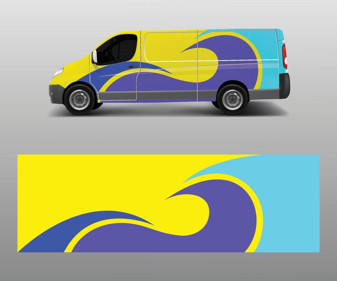 Graphic abstract wave designs for wrap vehicle, race car, branding car. Pick up truck and cargo van car wrap design vector. vector