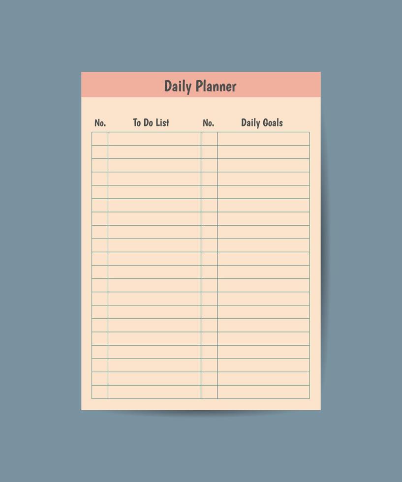 Daily planner printable template Vector Blank white notebook page