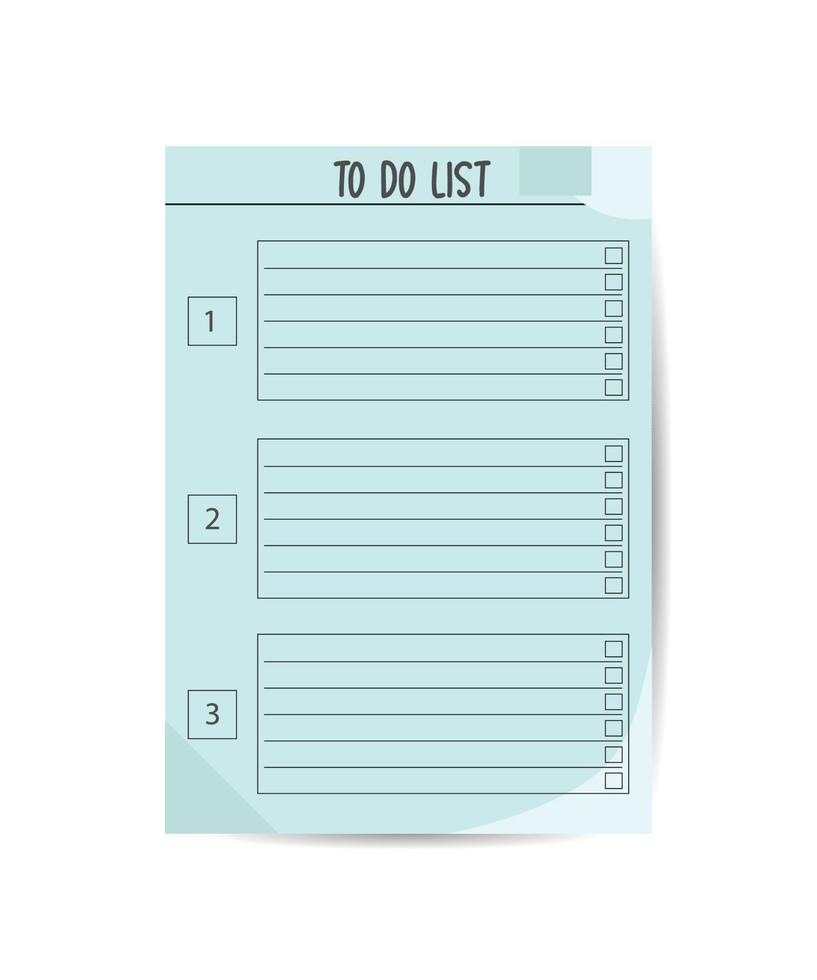 To do list with blue background. Can be used for weekly or daily planning vector