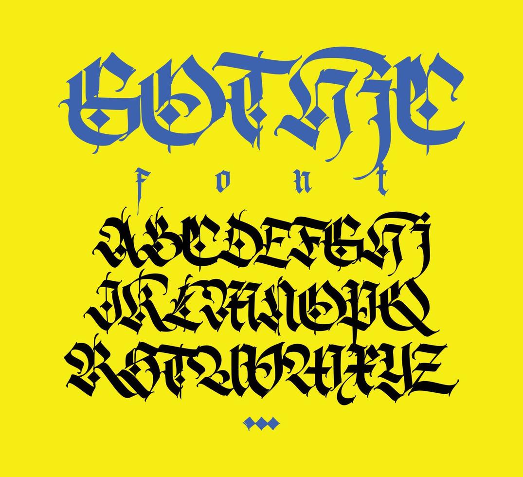 Gothic font from Latin letters. vector