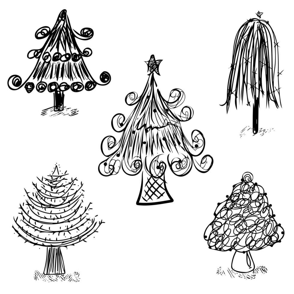 Christmas tree element vector set