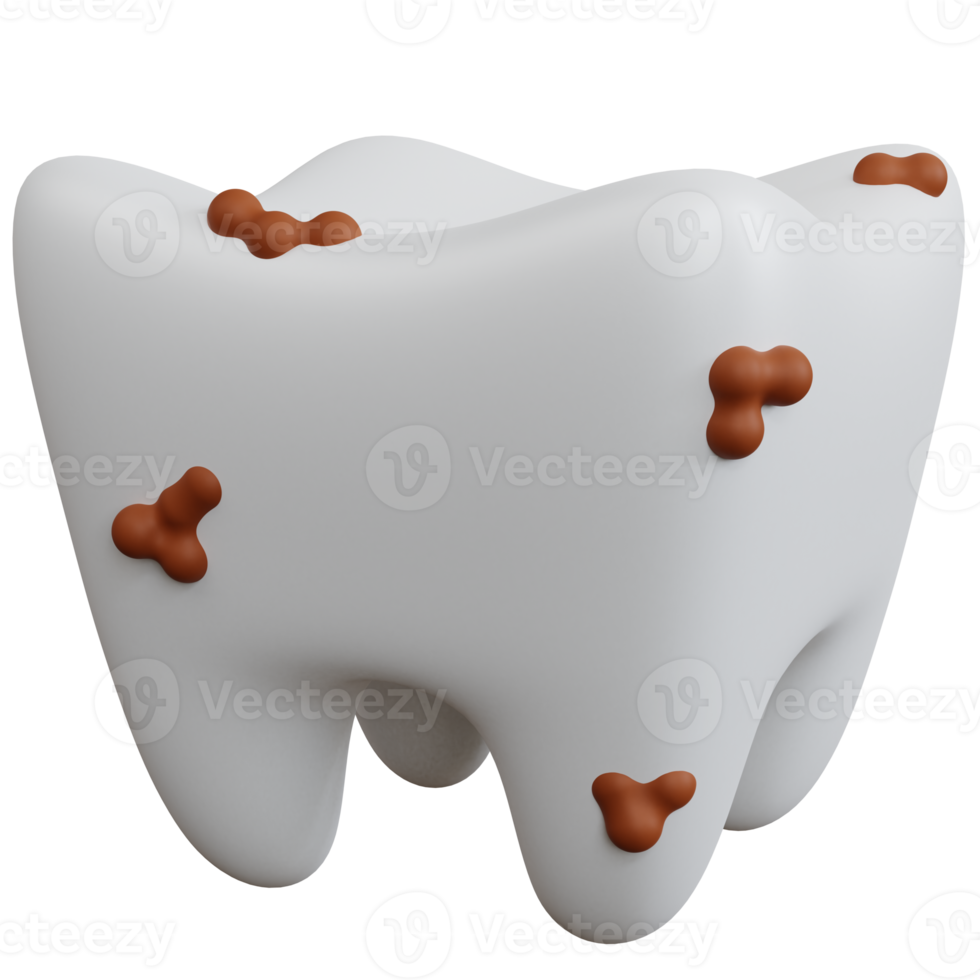 3d rendering white tooth the dirty one isolated png