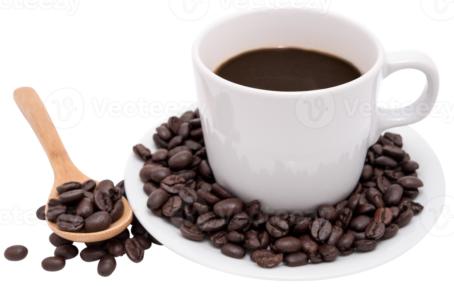 Coffee cup and coffee beans isolated png