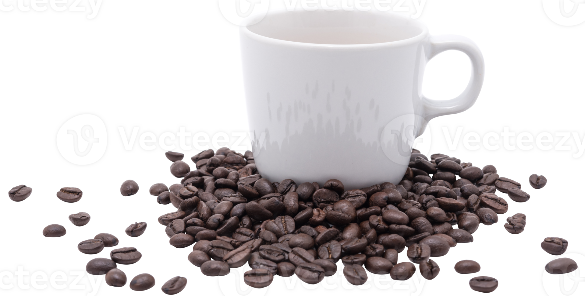 Coffee cup and coffee beans isolated png