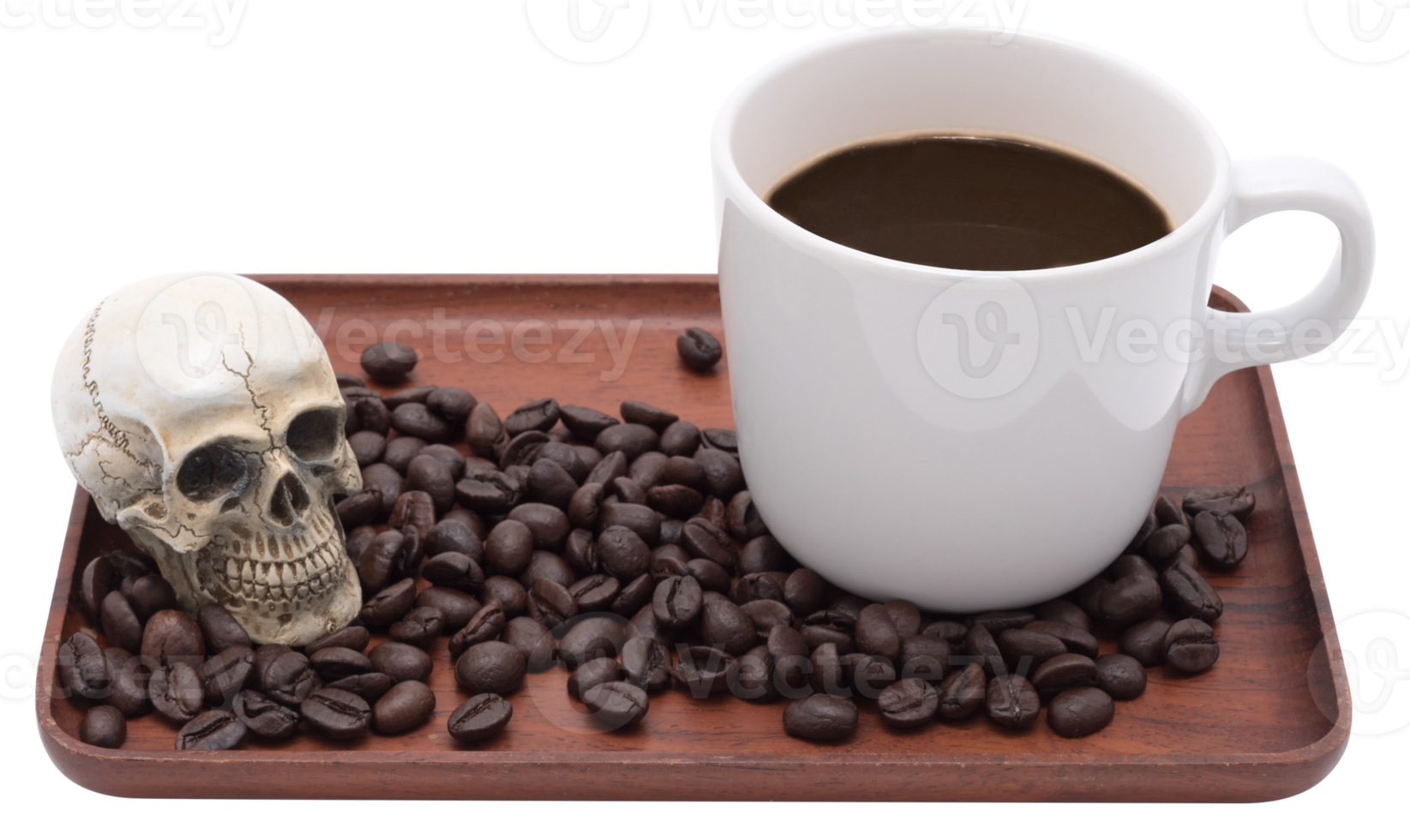 Coffee cup and coffee beans isolated png