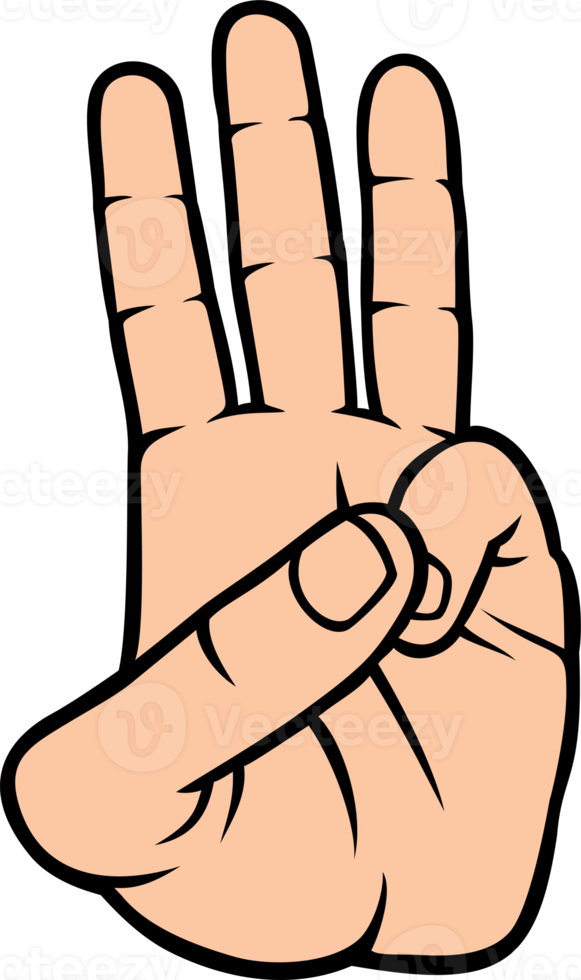 Hand and Number Three Illustration png