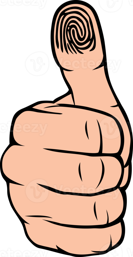 Thumb Up with Fingerprint Illustration png