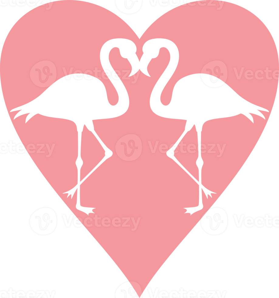 dois flamingos e ilustração de coração png