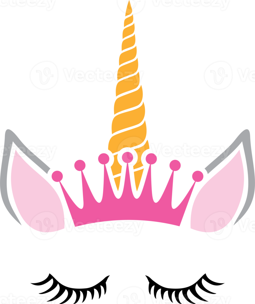 princesa unicornio con ilustración de corona png