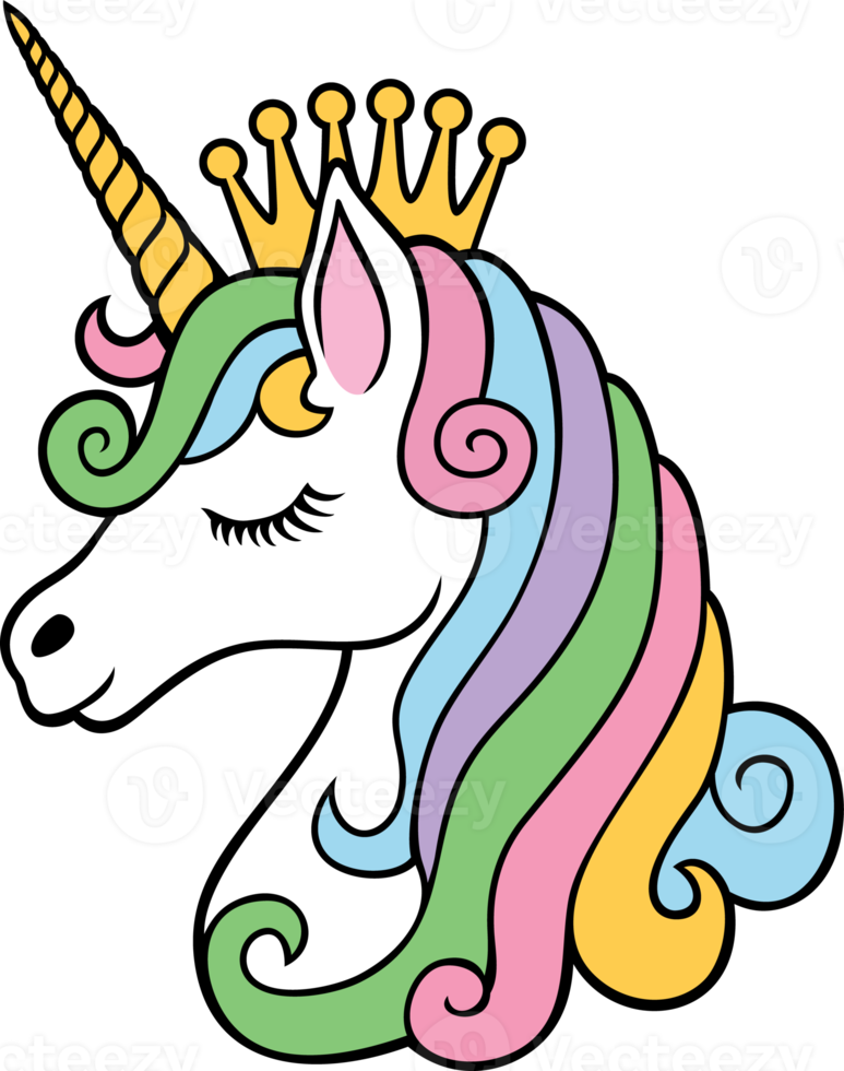 princesse licorne avec illustration de la couronne png