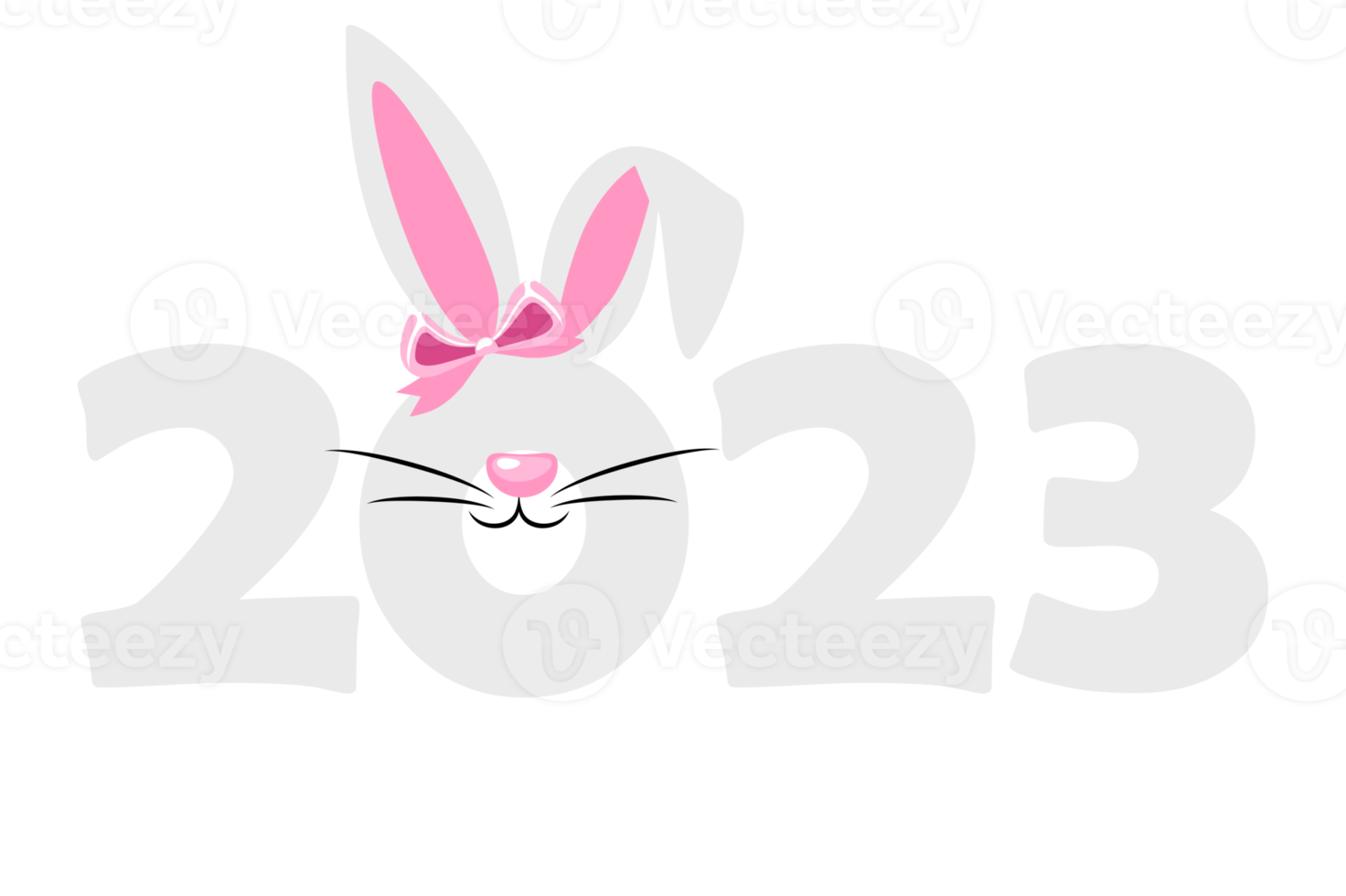 feliz año nuevo 2023, zodiaco de conejo de dibujos animados. plantilla de tarjeta de felicitación. png