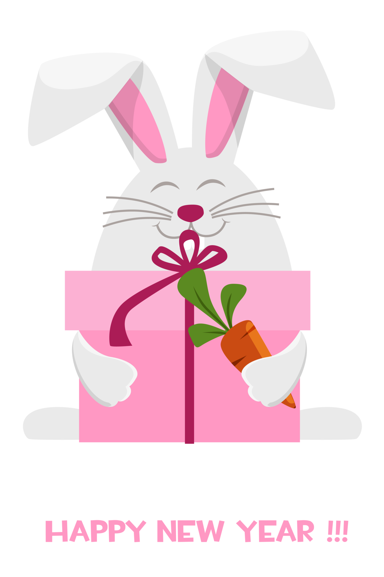 Free Happy New Year 2023, Cartoon Rabbit Zodiac. Greeting card template, Bunny with gift box and carrot. 11618003 PNG with Transparent Background Free Happy New Year 2023, Cartoon Rabbit Zodiac. Greeting card template, Bunny with gift box and carrot. 11618003 PNG with Transparent Background