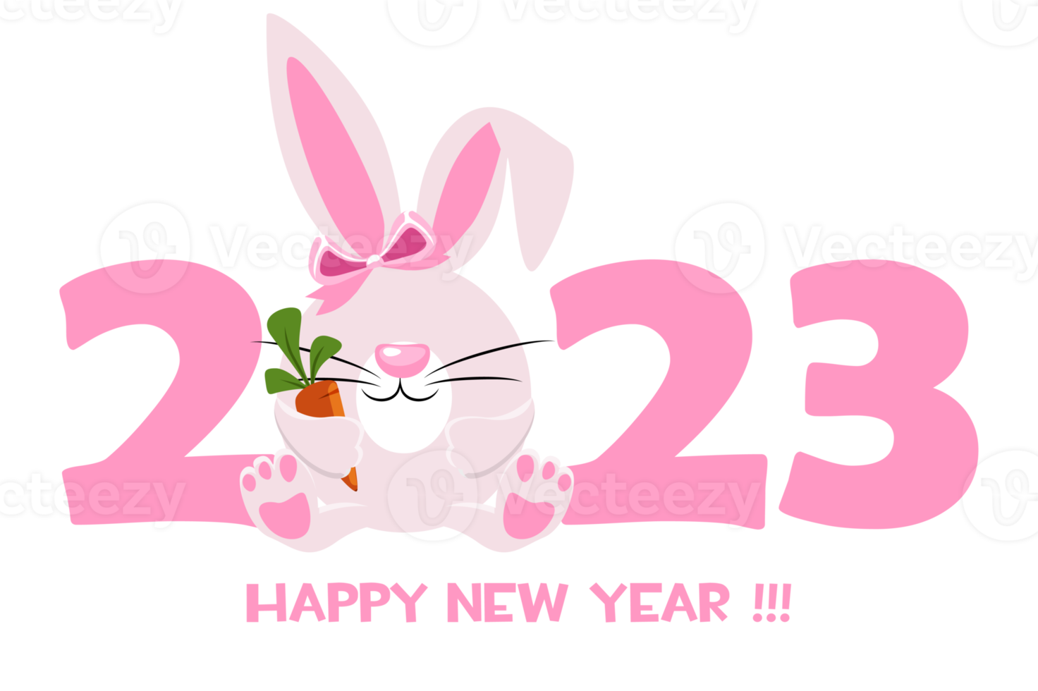 Happy New Year 2023, Cartoon Rabbit Zodiac. Greeting card template ...