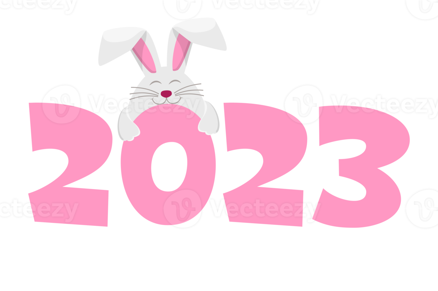 Happy New Year 2023, Rabbit Zodiac. Greeting card template. png