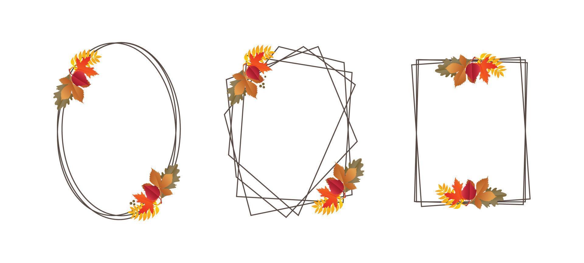 Autumn leaves decorative frame collection with fall leaves vector