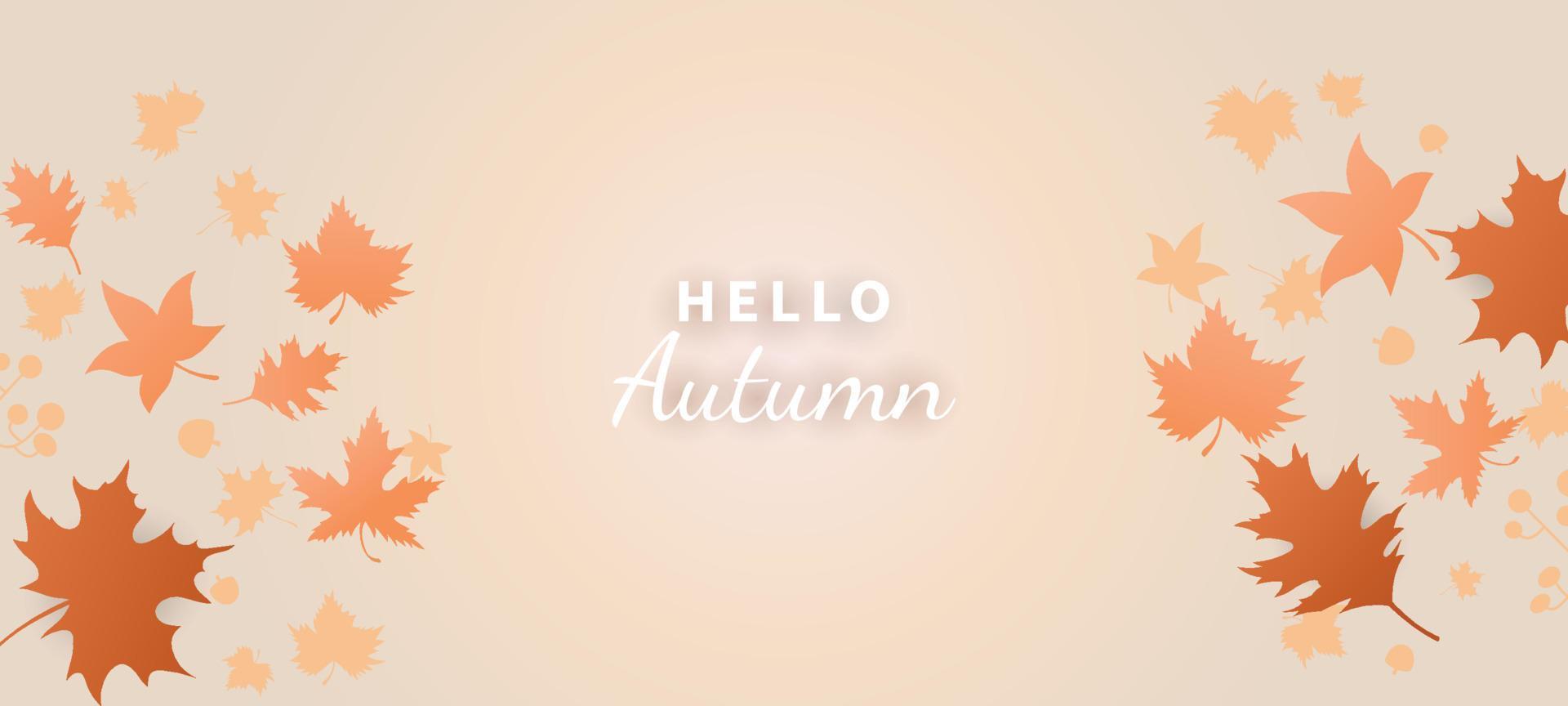 Hello autumn light background with fall leaves foliage vector