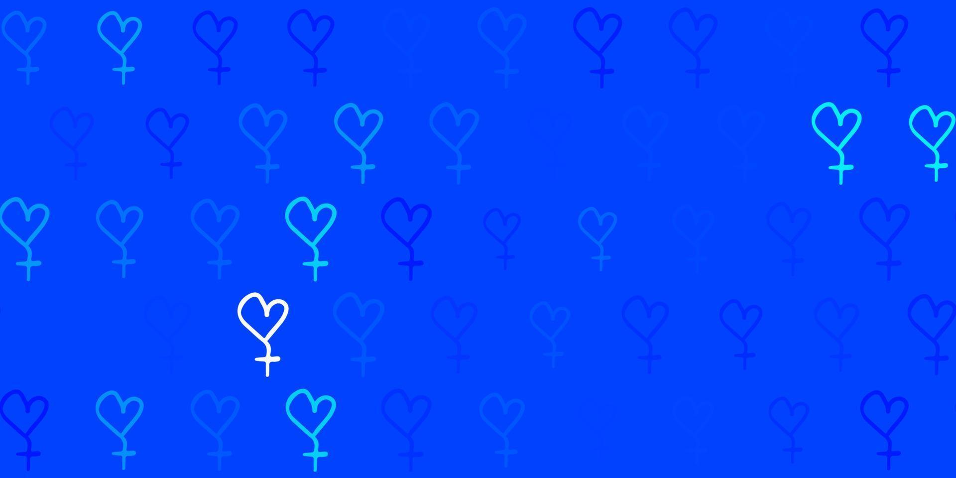 patrón de vector azul claro con elementos de feminismo.