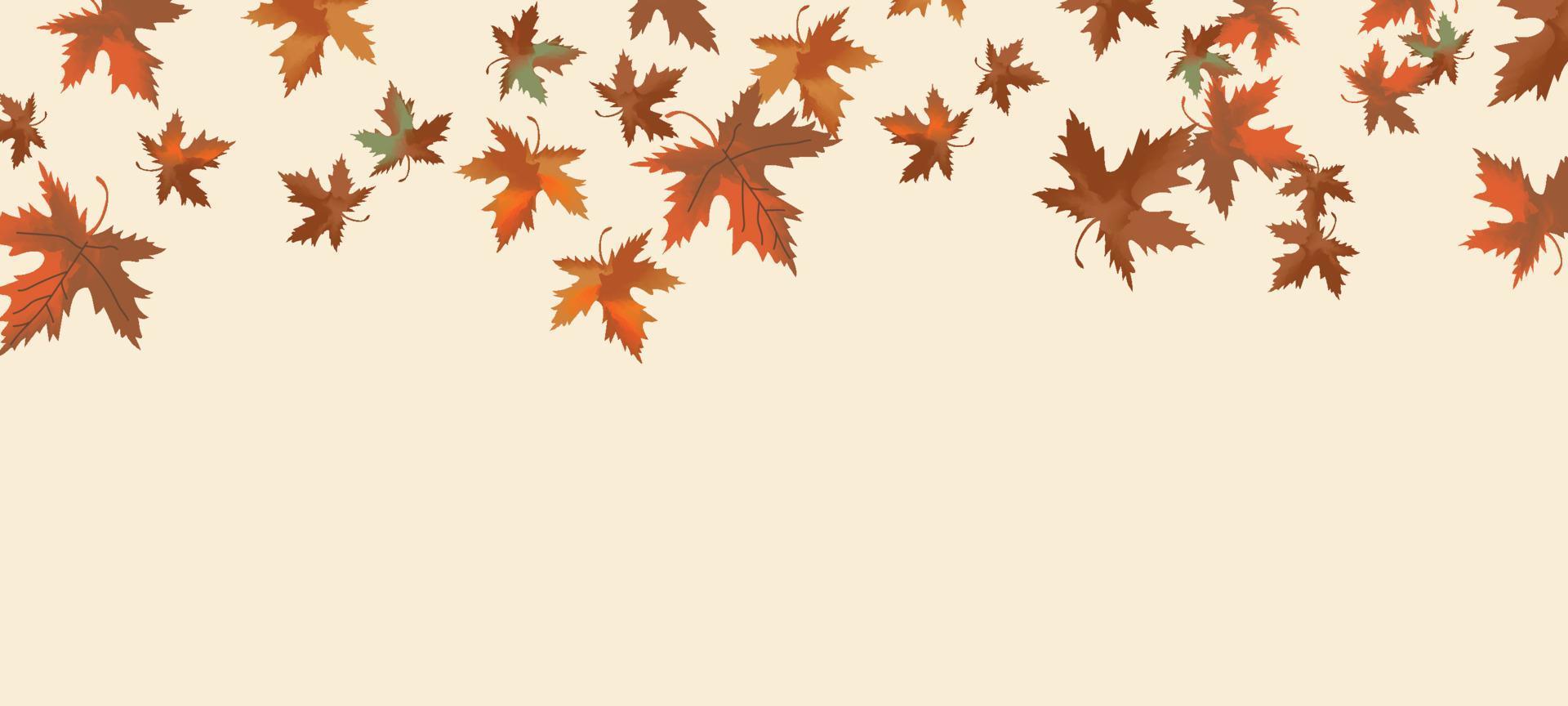 Autumn watercolor fall leaves on light background vector