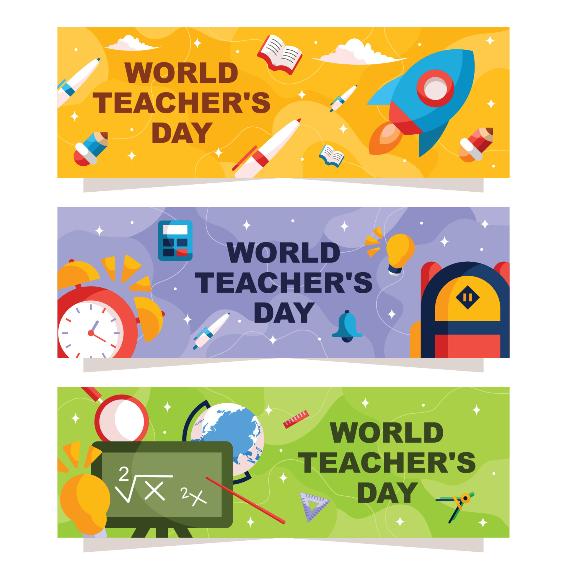 World Teacher Day Banner Set 11618159 Vector Art at Vecteezy