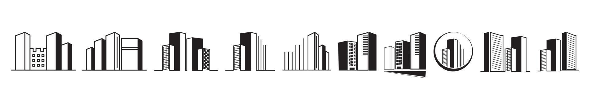 Building line art icon set design template vector illustration
