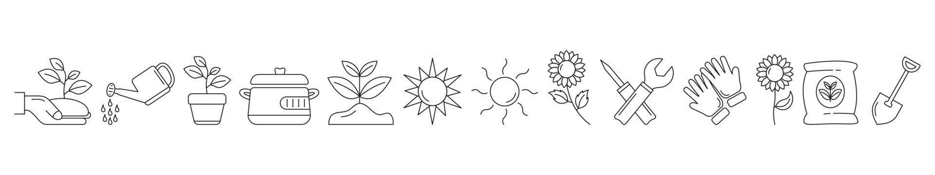 ilustración de vector de plantilla de diseño de conjunto de iconos de arte de línea agrícola