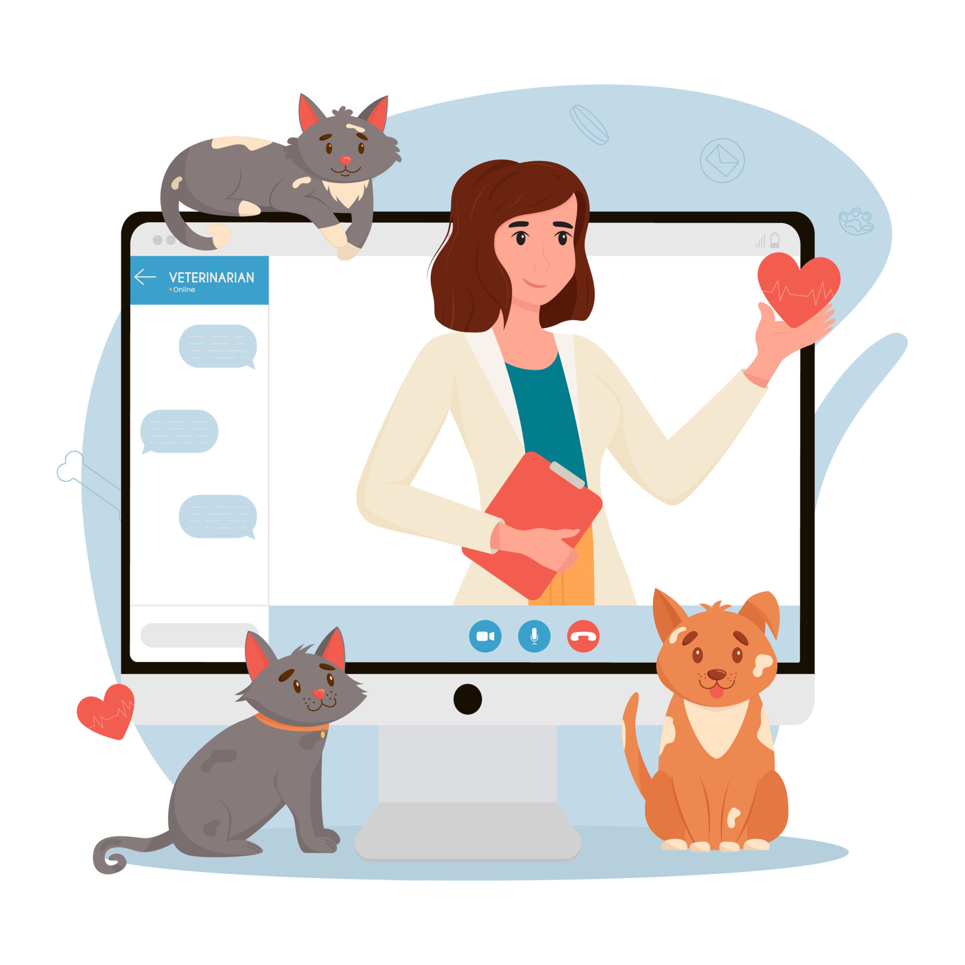 Veterinary doctor appointment. Online veterinarian consultation. Pet care, animal medical diagnosis, desktop application. Flat vector illustration 11618179 Vector Art at Vecteezy Veterinary doctor appointment. Online veterinarian consultation. Pet care, animal medical diagnosis, desktop application. Flat vector illustration 11618179 Vector Art at Vecteezy