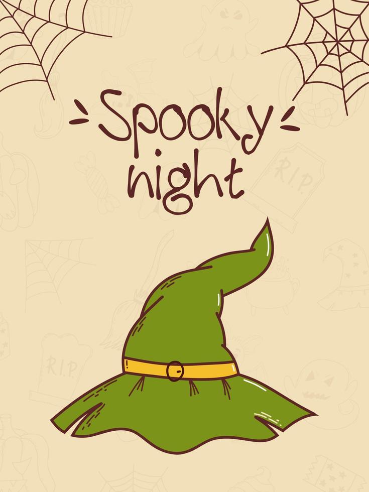 invitación dibujada a mano de halloween o tarjeta de felicitación. concepto de truco o trato. ilustración vectorial vector