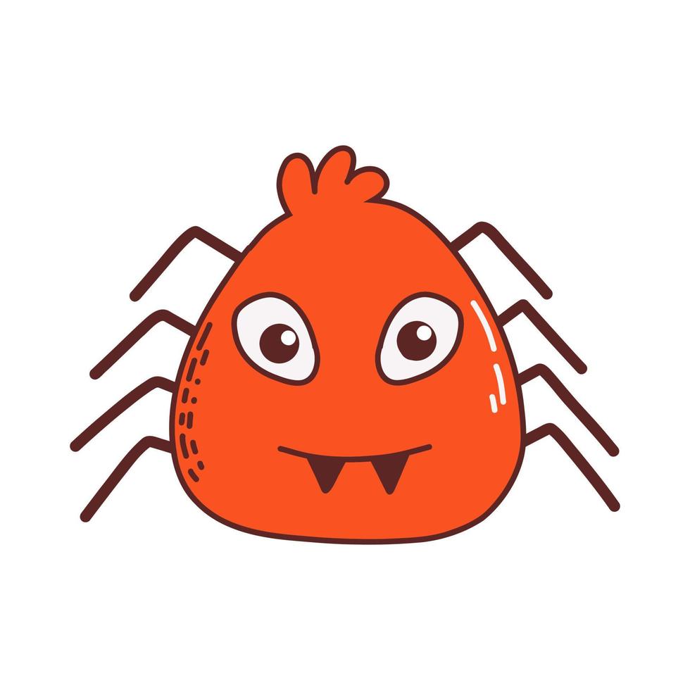 Funny Spider. Halloween element. Trick or treat concept. Vector illustration in hand drawn style