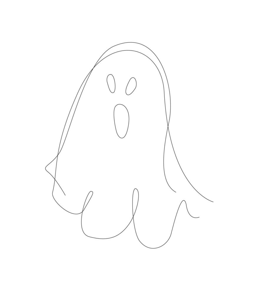 Ghost one line illustration. Single line  deco for halloween party. Ghost outline line art vector. vector