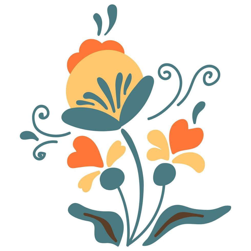 Cute hand drawn flower. White background, isolate. Vector illustration