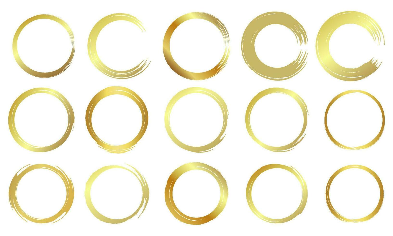 gold circle element collection set vector