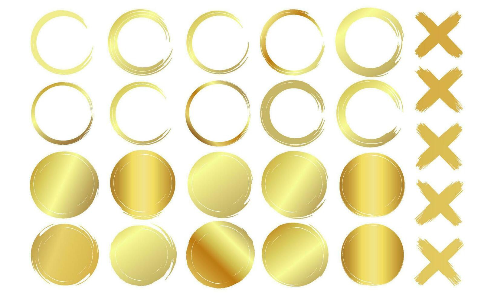 gold circle element collection set vector