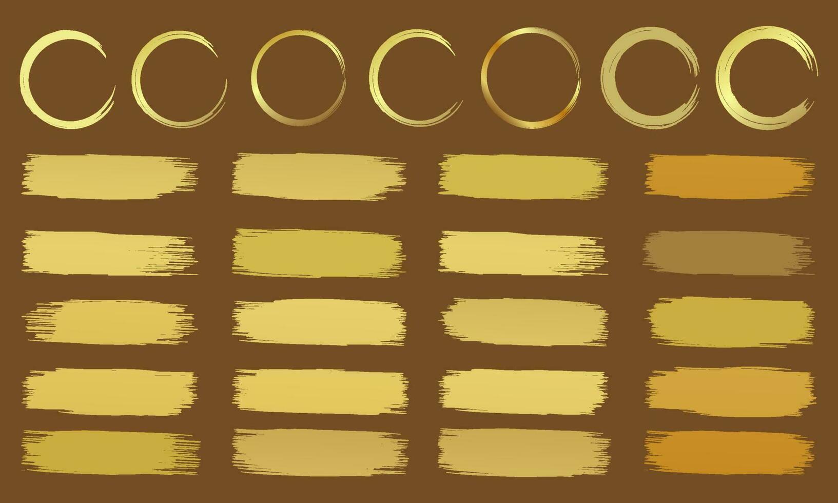 conjunto de colección de pinceladas y círculos dorados vector