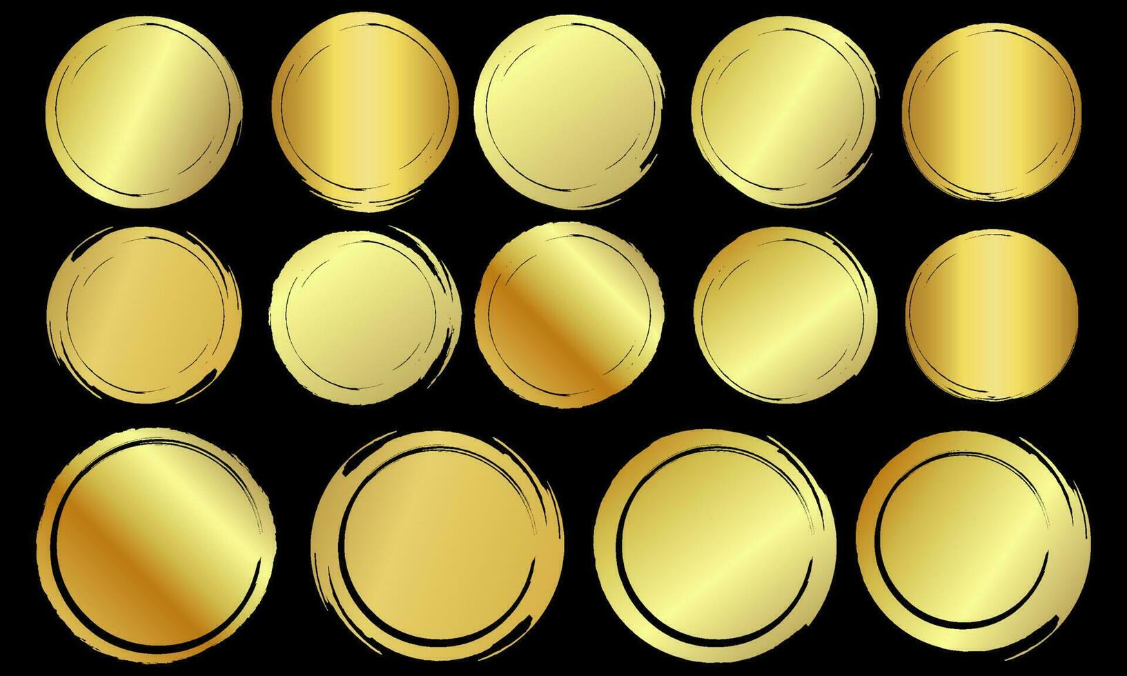 gold circle element collection set vector