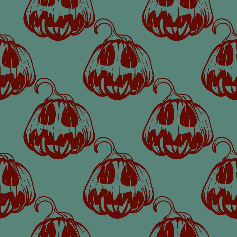 Creepy pumpkins silhouette halloween seamless pattern vector