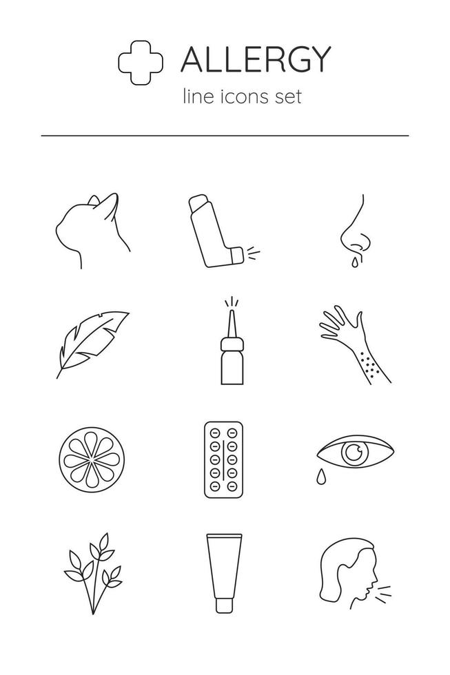 Line icon set allergy. vector